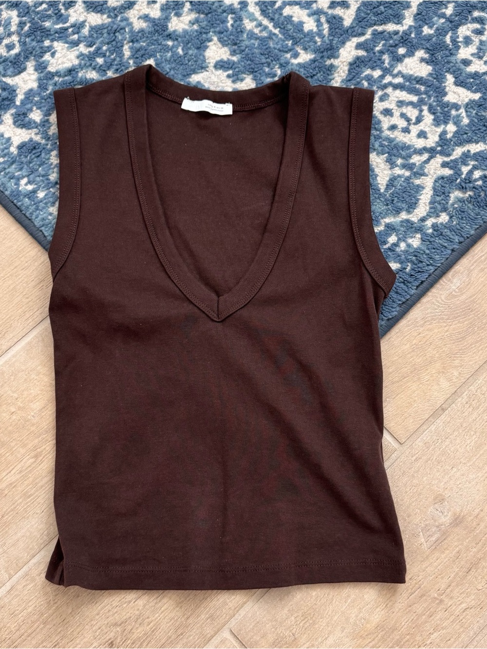 Zara V-Neck Sleeveless Tank Top - Dark Brown